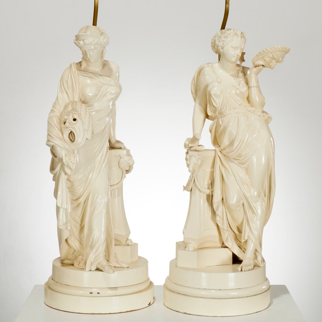 Pair Neoclassical style lacquered spelter lamps (1 of 10)