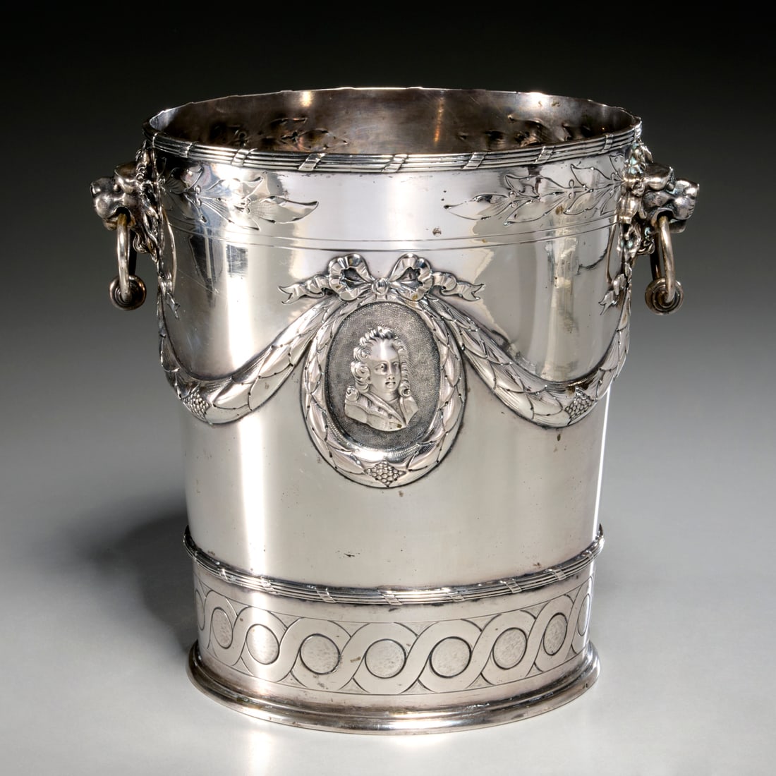 German Neoclassic Hanau silver wine cooler (1 of 8)