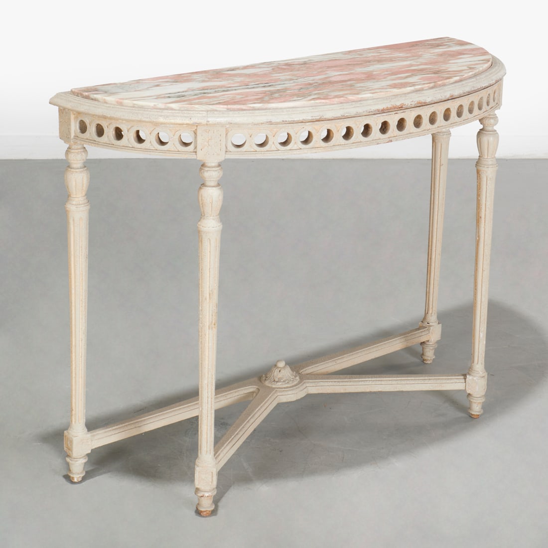 Louis XVI style painted demi-lune console table (1 of 8)