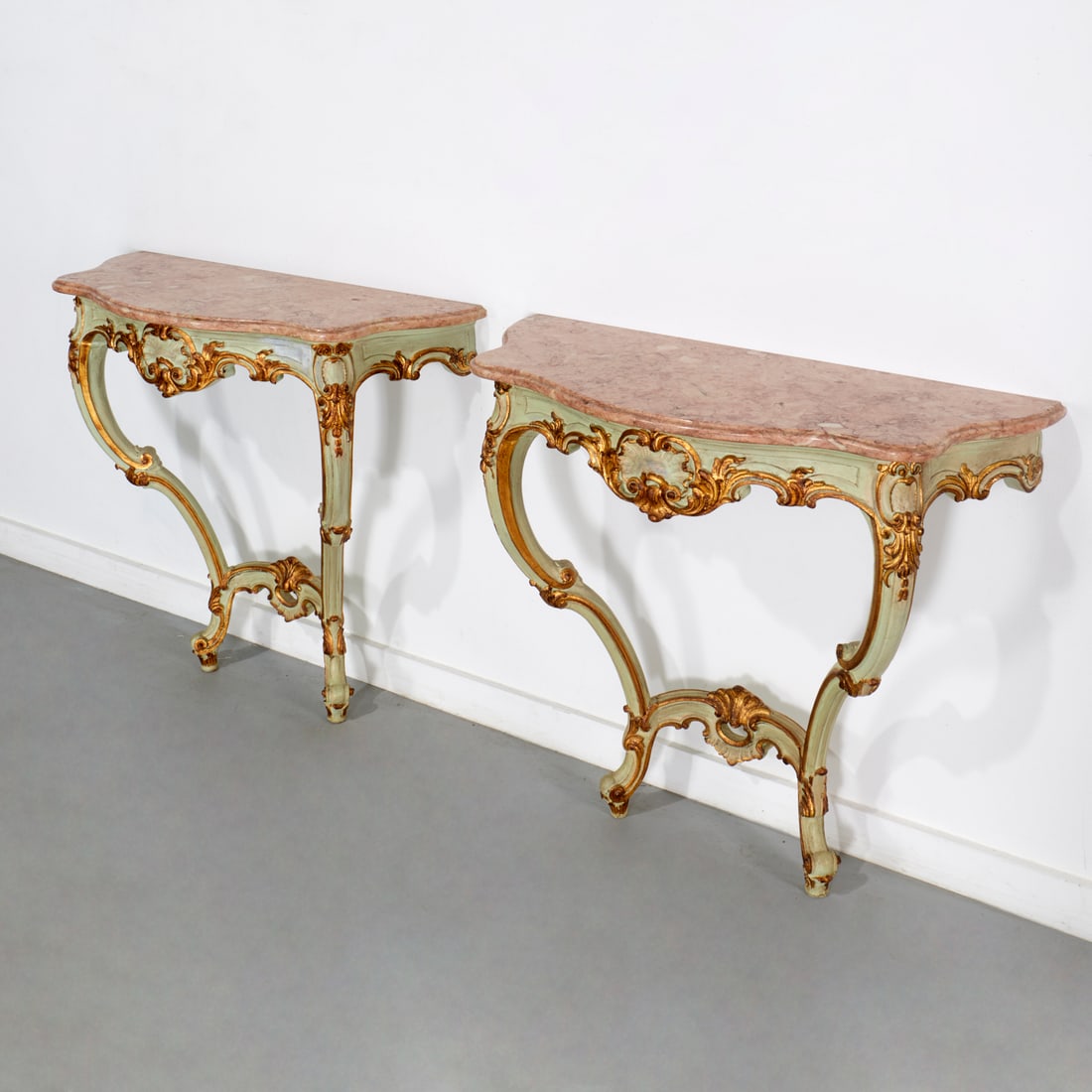 Pair antique Venetian Rococo style consoles (1 of 7)