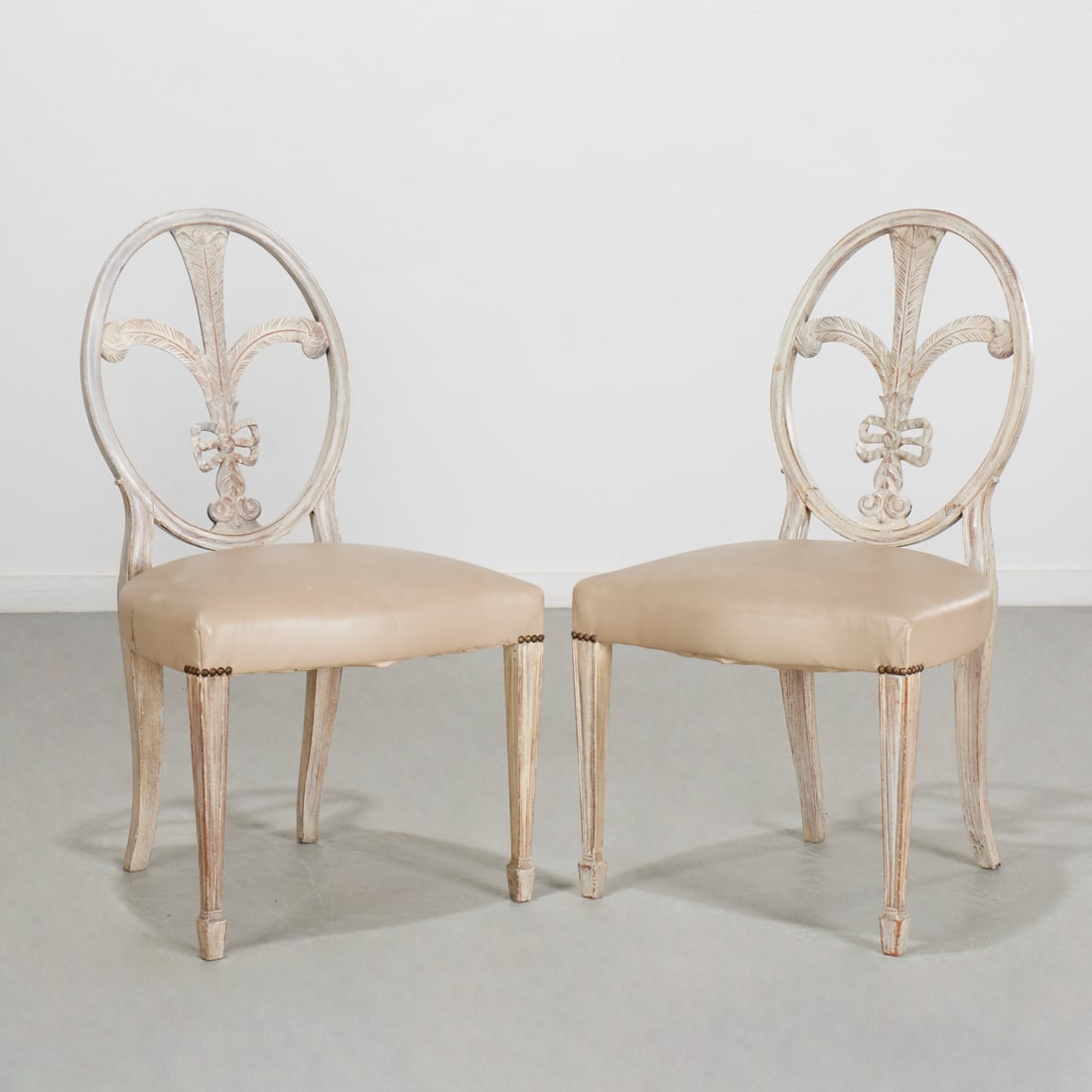Pair Gustavian style painted side chairs (1 of 8)