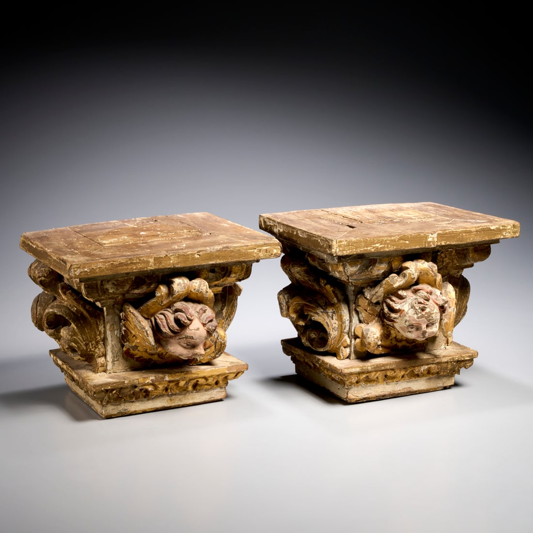 Pair Italian Baroque giltwood wall brackets (1 of 6)
