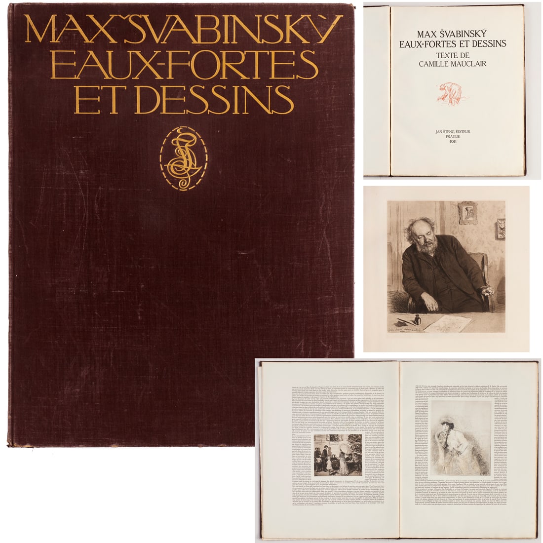 Max Svabinsky, Eaux-fortes et Dessins, 1911: Max Svabinsky, Eaux-fortes et Dessins, 1911, Max Svabinsky (Czech, 1873-1962), French edition portfolio, Jan Stenc, Prague, with text by Camille Mauclair, numbered 2/40, incl. signed etchings and repr