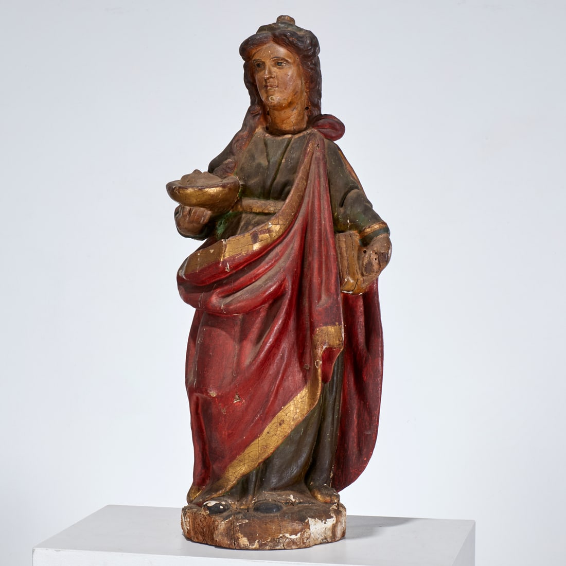 Large Italian polychromed figure of St. Agatha (1 of 7)