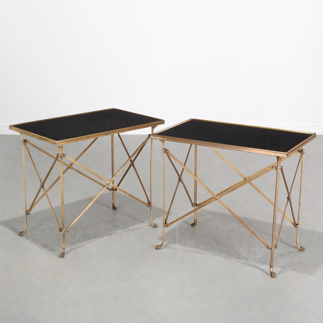 Pair Directoire style brass marble top tables (1 of 6)