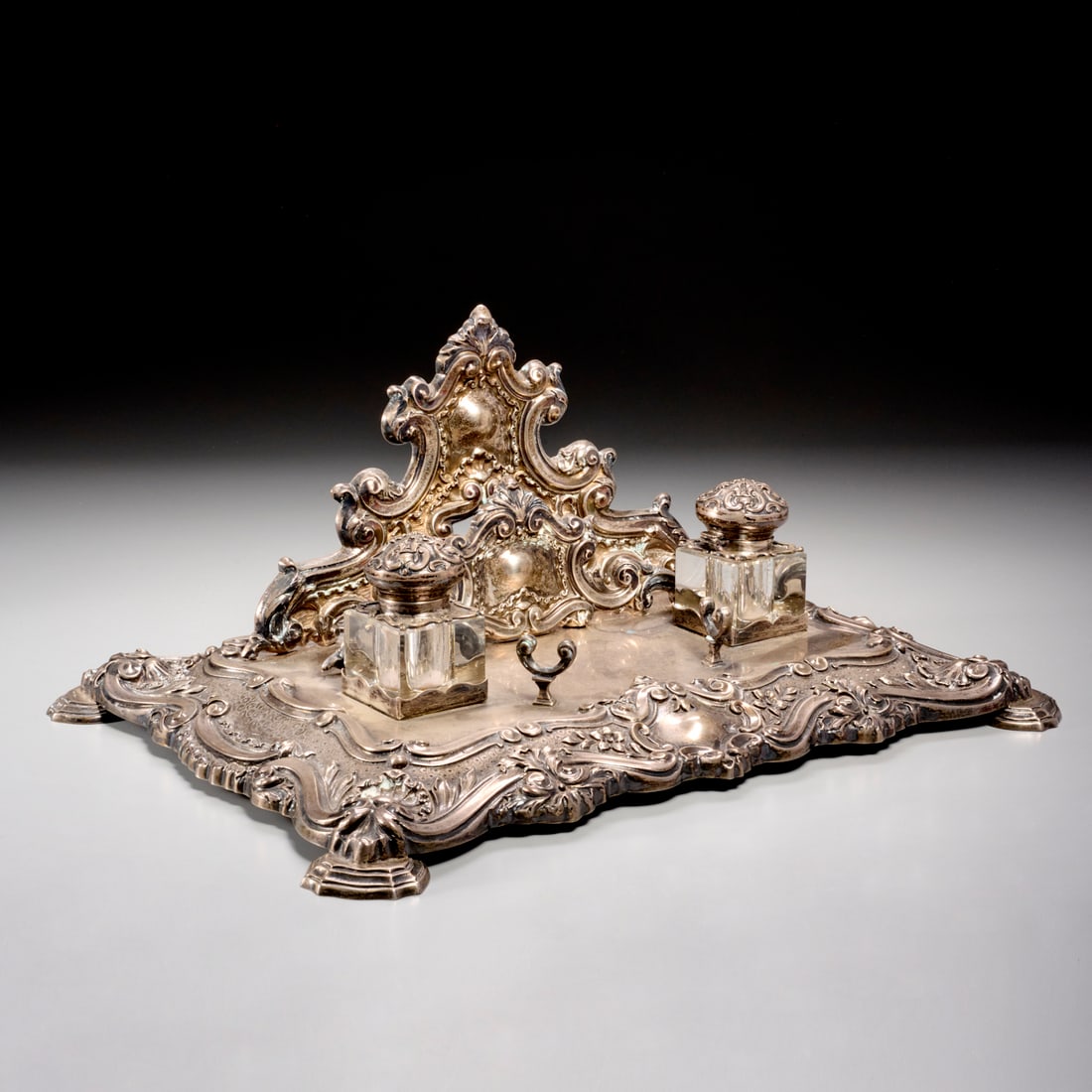 Large Portuguese silver inkstand (1 of 9)