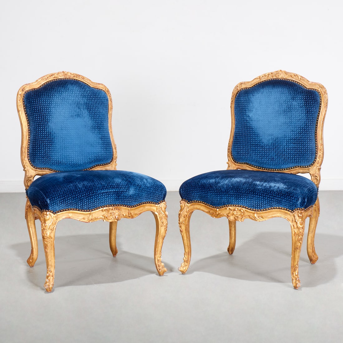 Pair Louis XV period giltwood side chairs (1 of 9)