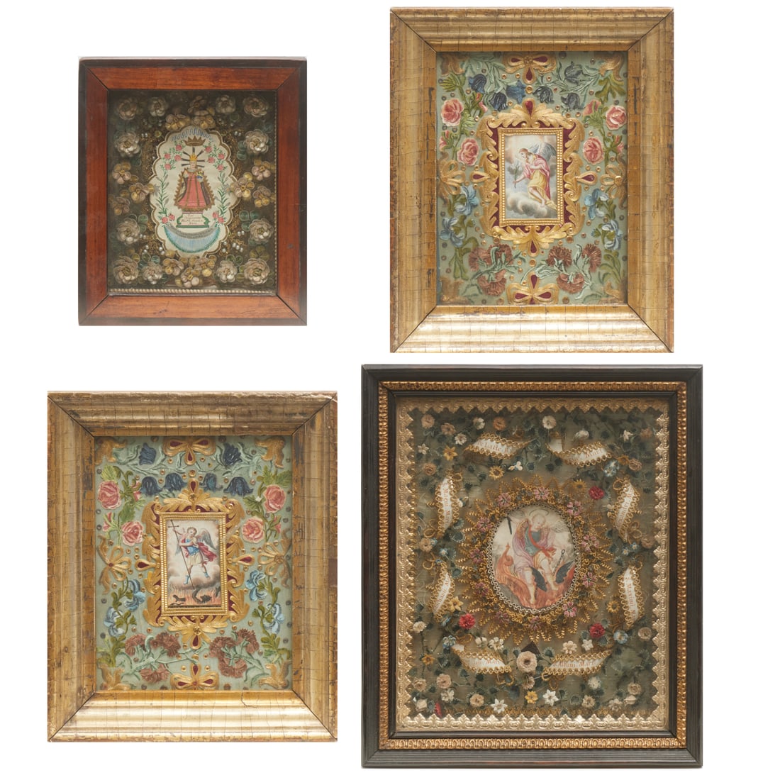 (4) Continental Klosterarbeit devotional paintings (1 of 7)