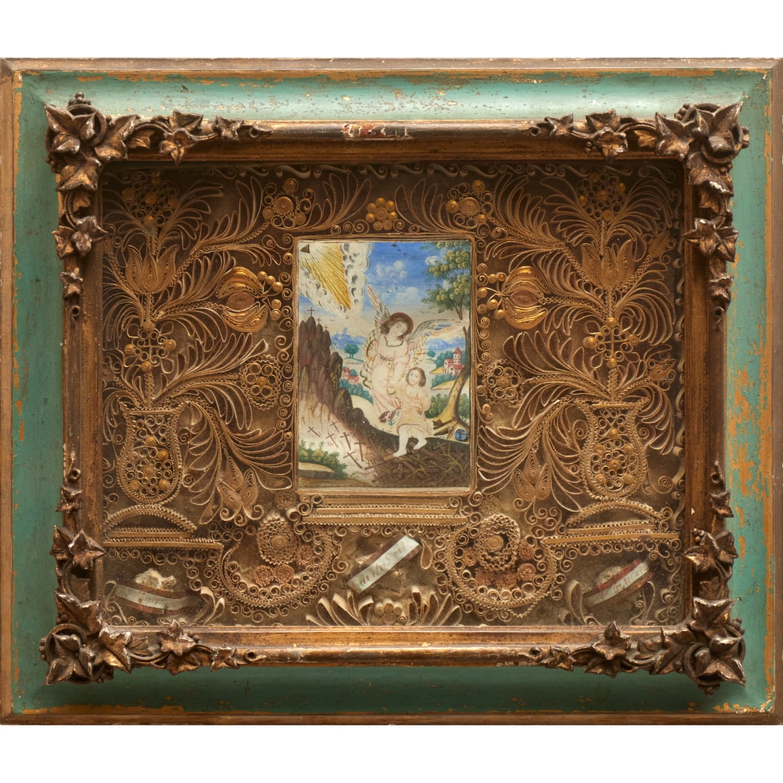 Continental gilt rolled paper reliquary (1 of 10)