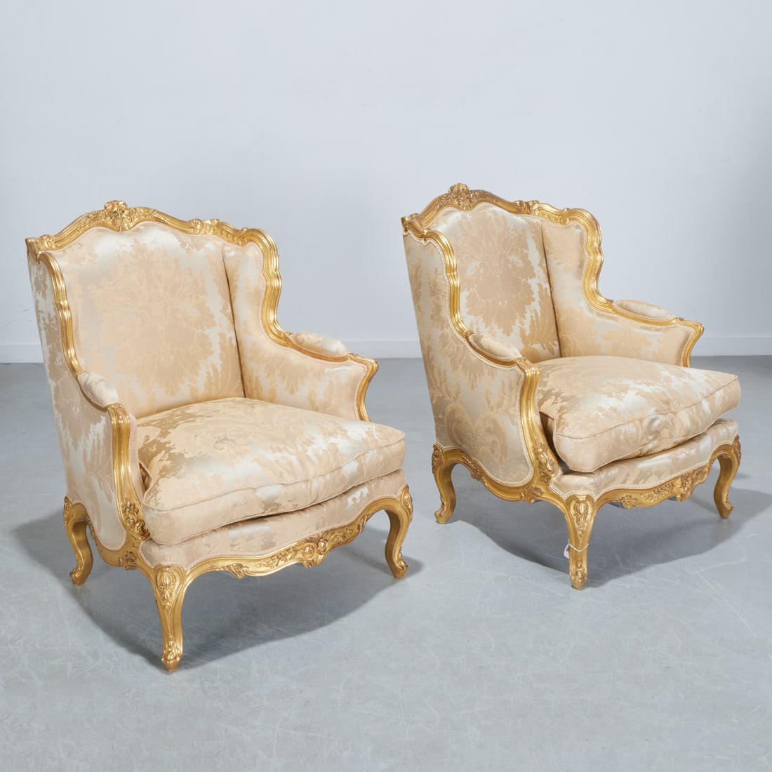 Nice pair Louis XV style giltwood bergeres (1 of 6)