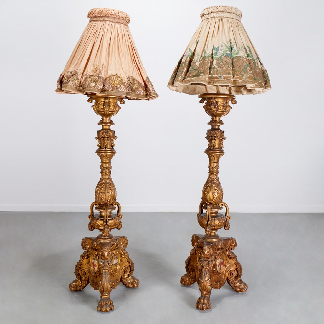Impressive pair Italian Baroque giltwood lamps (1 of 10)