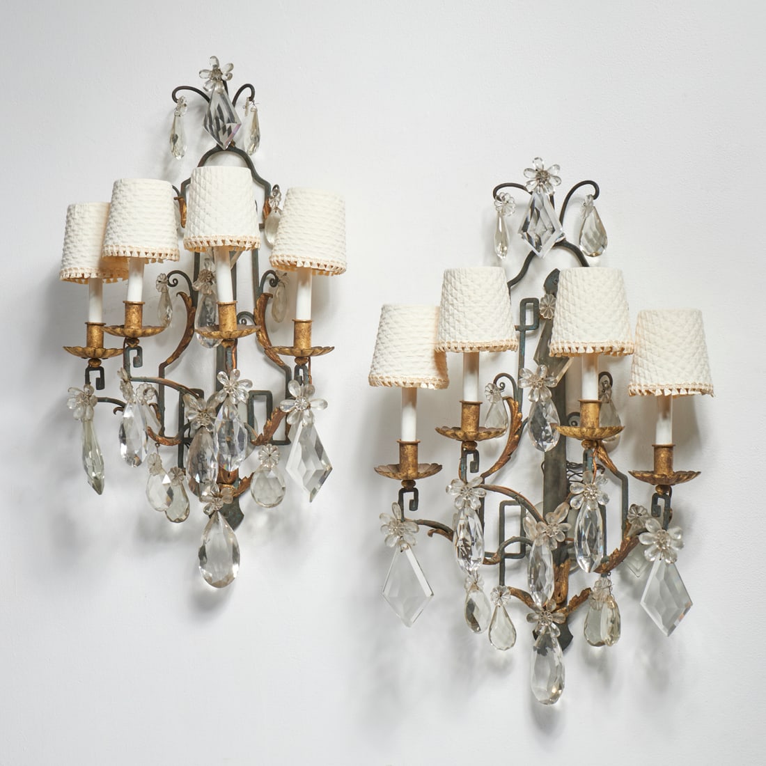 Pair French wrought iron and glass sconces (1 of 8)