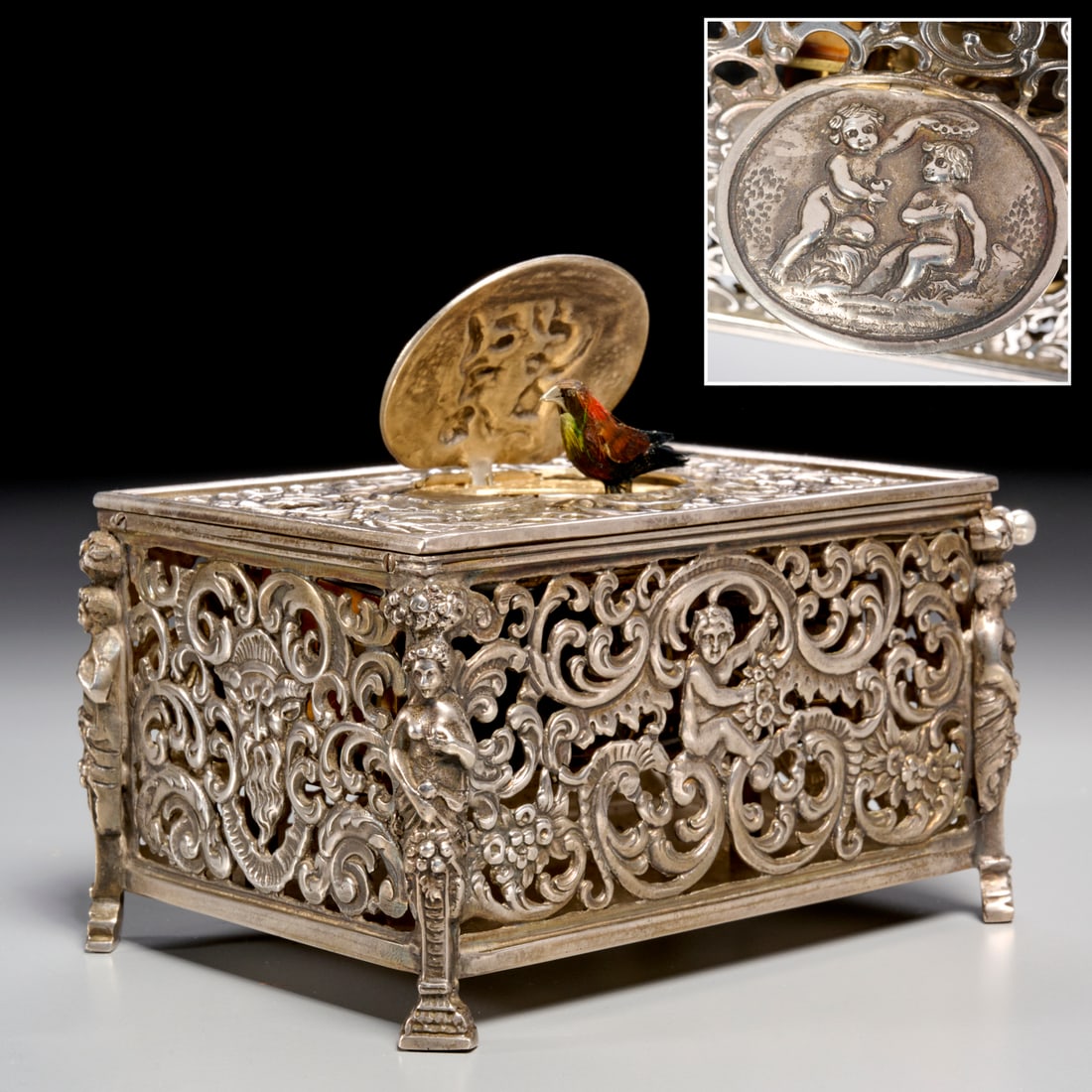 German sterling silver singing bird box (1 of 10)