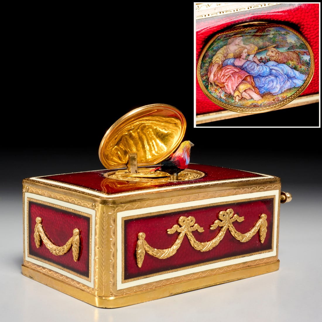 Emil Brenk, enameled and gilt singing bird box (1 of 8)