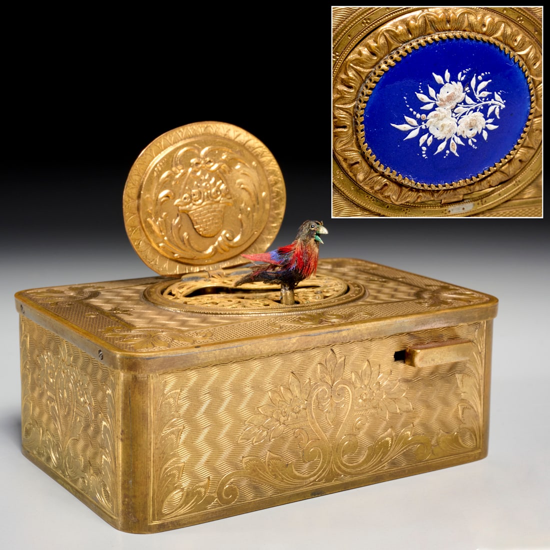 German gilt and enamel singing bird box (1 of 10)