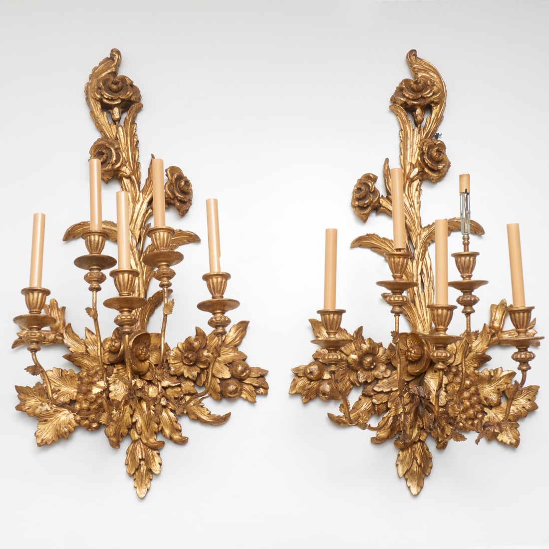 Pair very large Italian giltwood sconces (1 of 8)