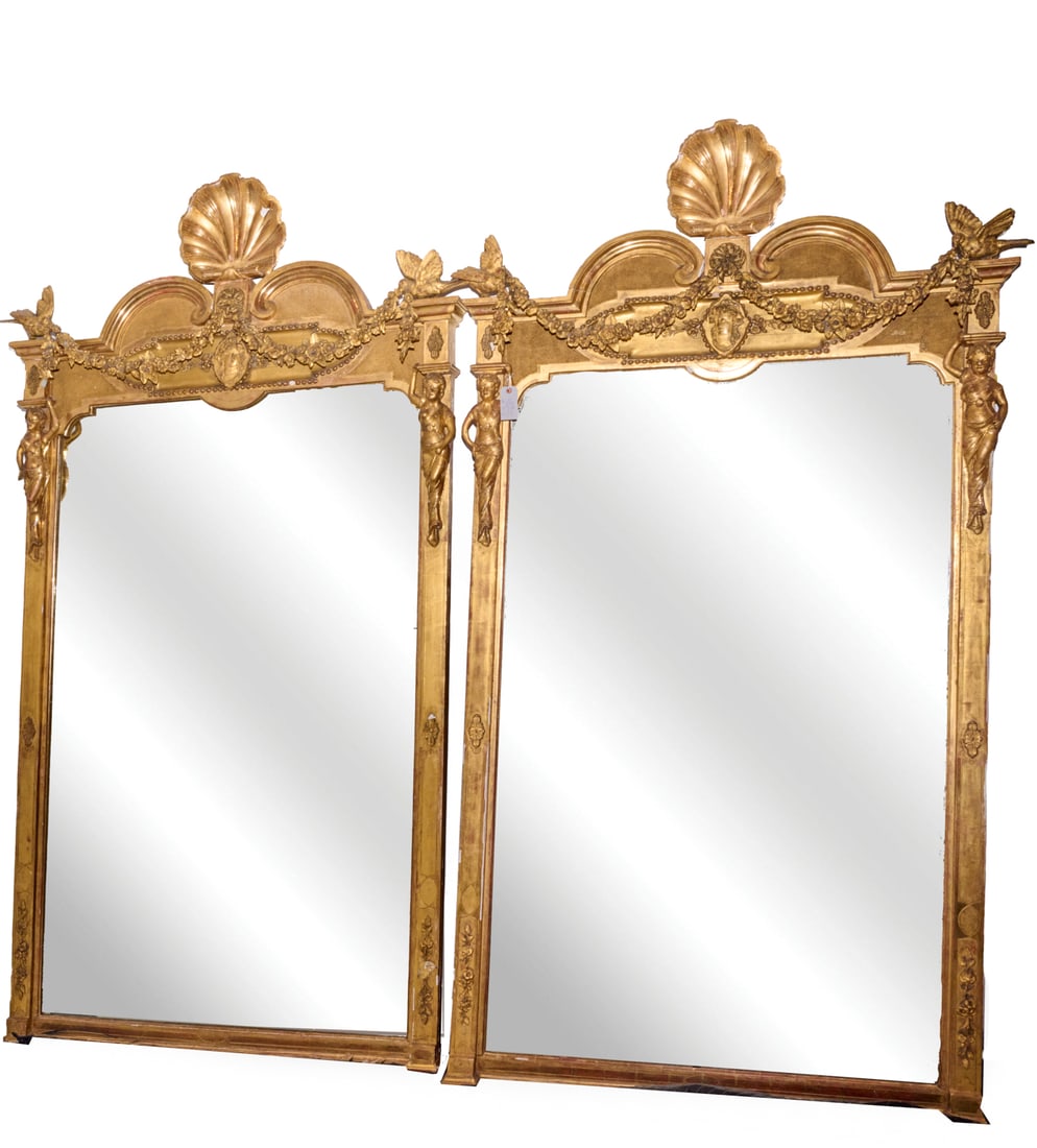 Pair monumental Belle Epoque giltwood mirrors (1 of 10)