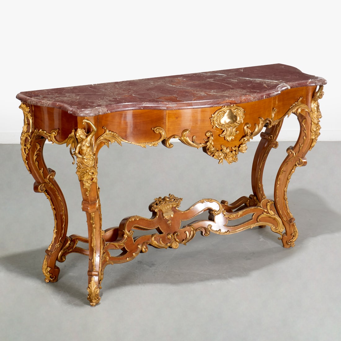 Continental Rococo gilt bronze mounted console (1 of 9)