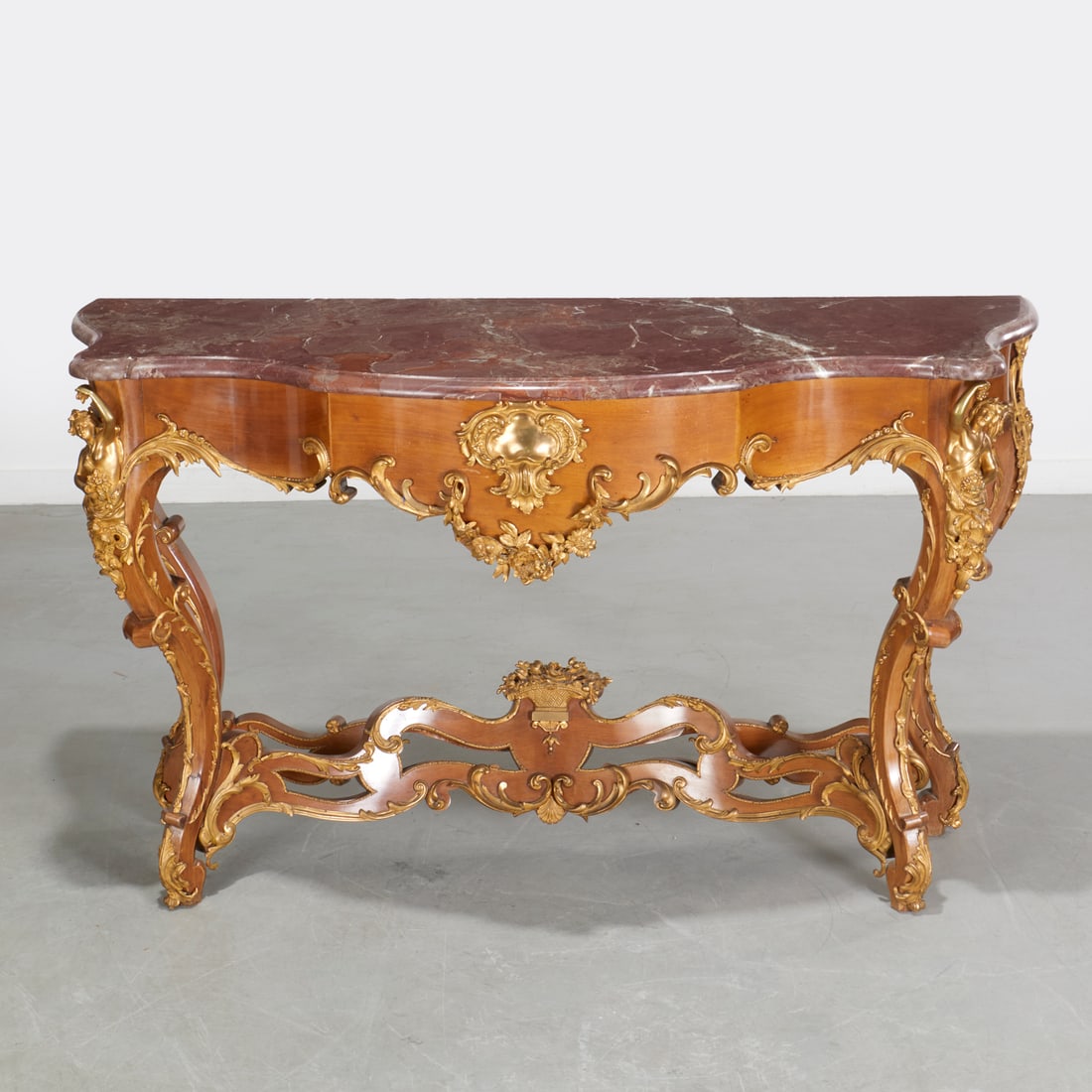Continental Rococo gilt bronze mounted console - 2