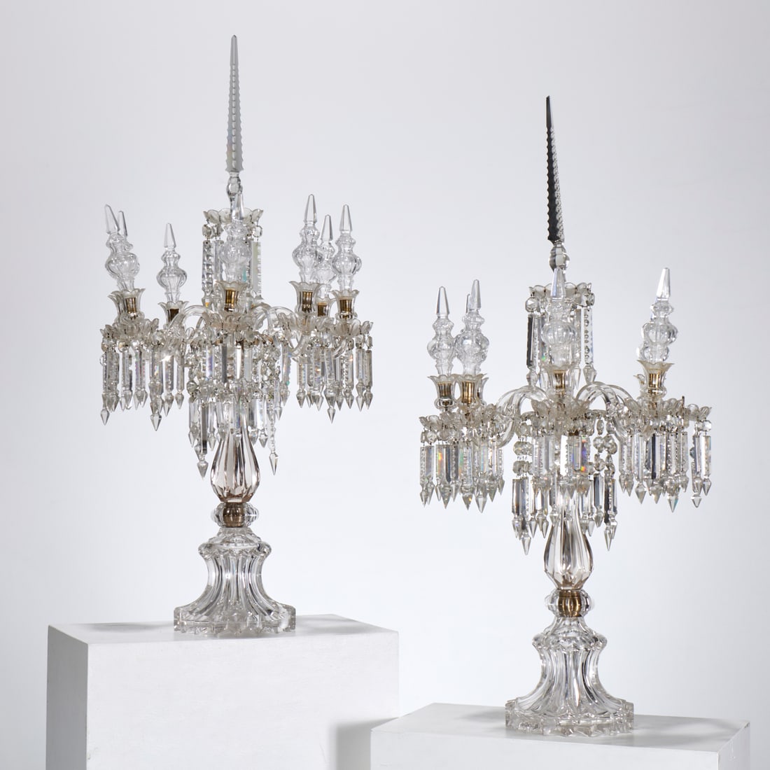 Pair large Baccarat style crystal girandoles (1 of 8)