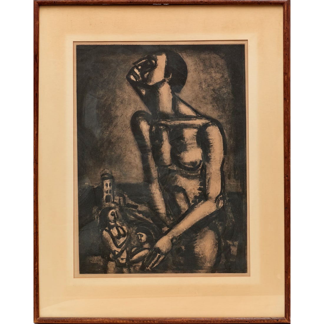 Georges Rouault, large intaglio print on paper: Georges Rouault, large intaglio print on paper, Georges-Henri Rouault (French, 1871-1958), "Ne sommes-nous pas forcats? (Are we not all convicts?)", 1926/1948, aquatint, drypoint, photogravure and