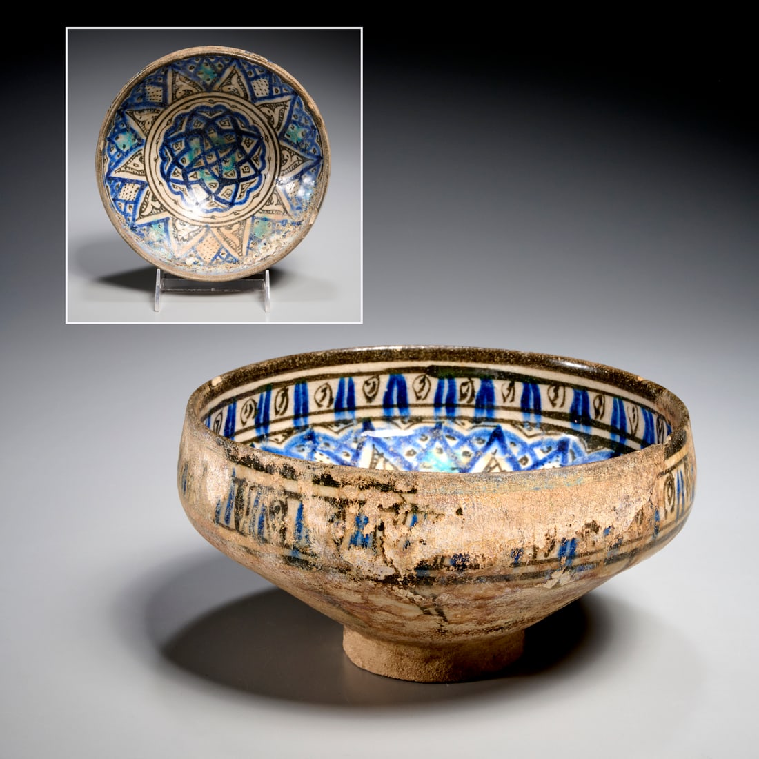 Mamluk earthenware bowl, ex museum (1 of 5)