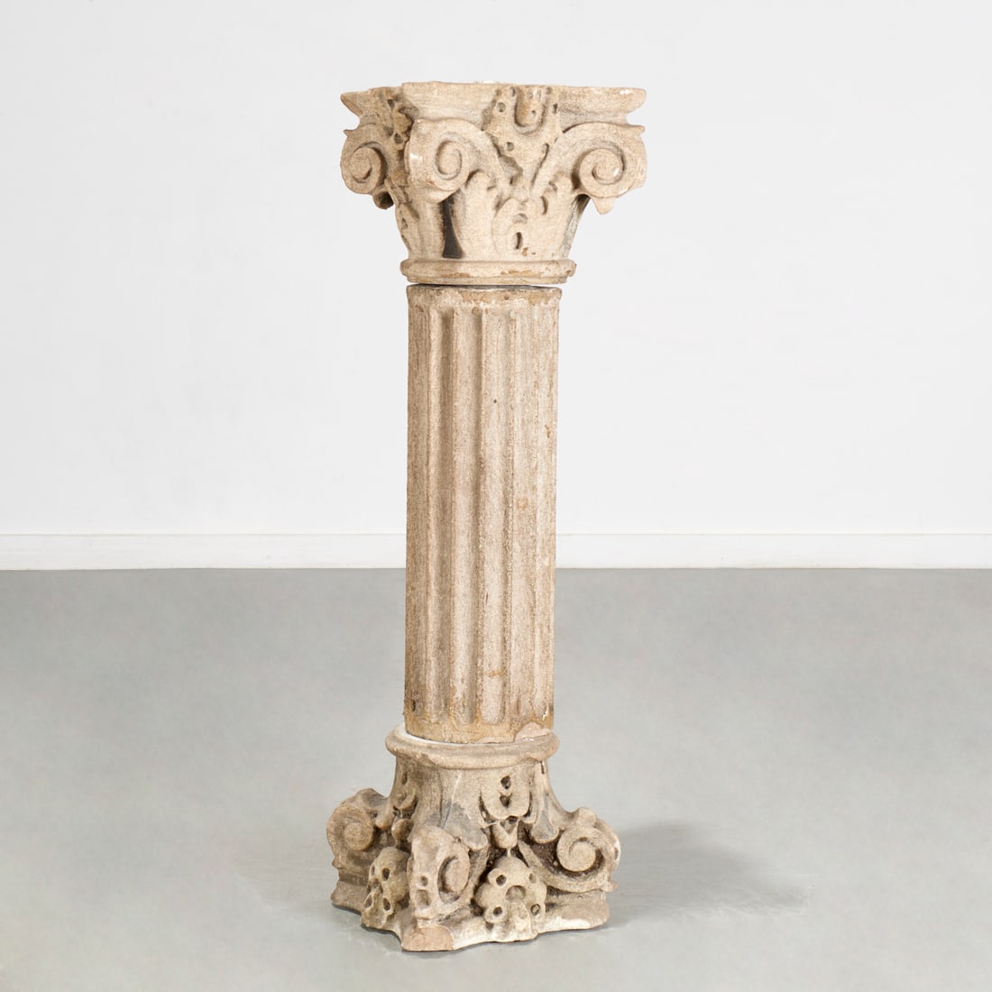 Antique carved limestone columnar pedestal (1 of 6)
