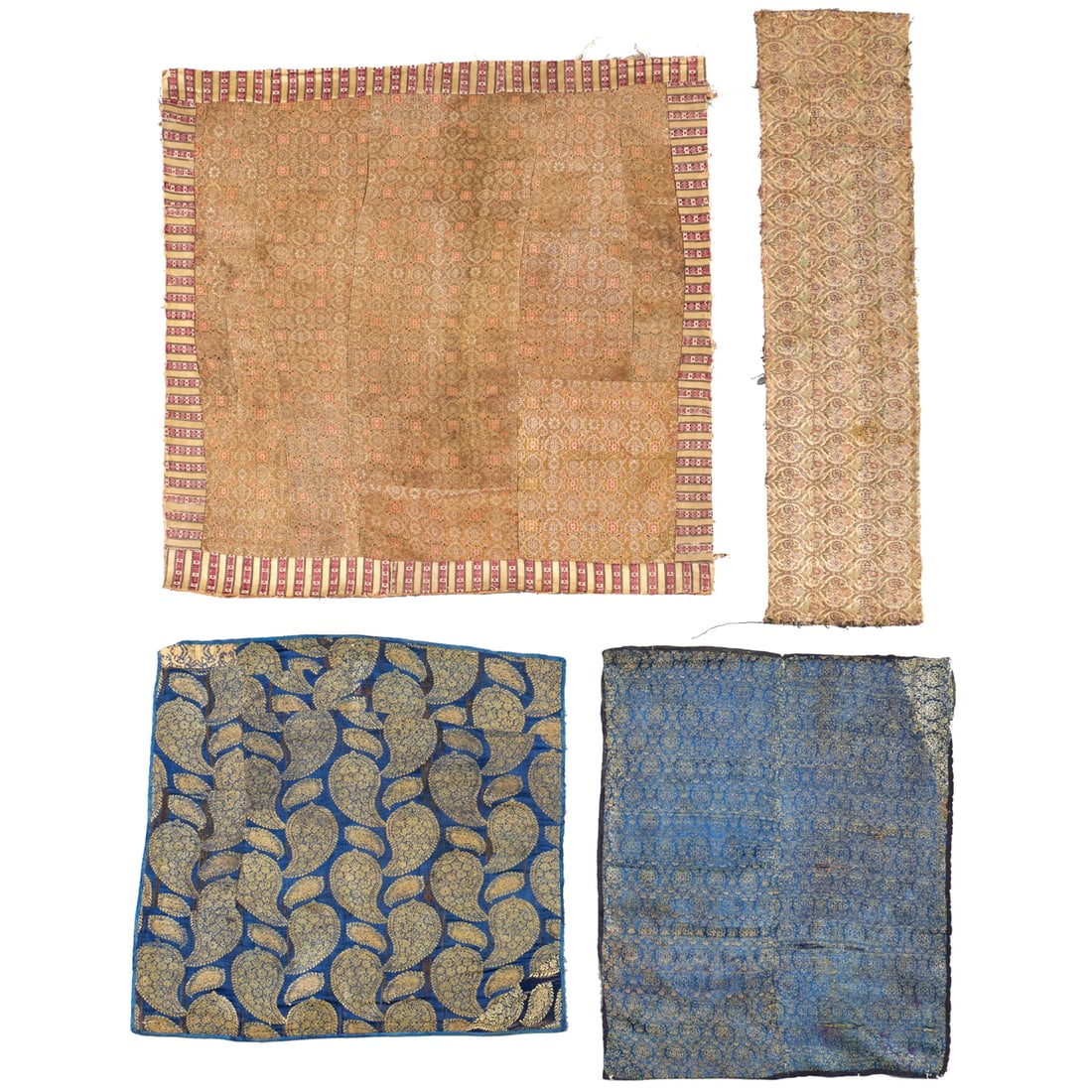 (4) Antique Persian silk textile panels, ex Museum (1 of 10)