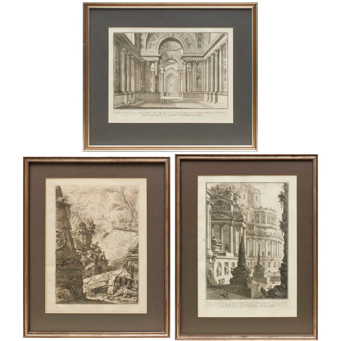 Giovanni Battista Piranesi, (3) etchings on paper (1 of 10)
