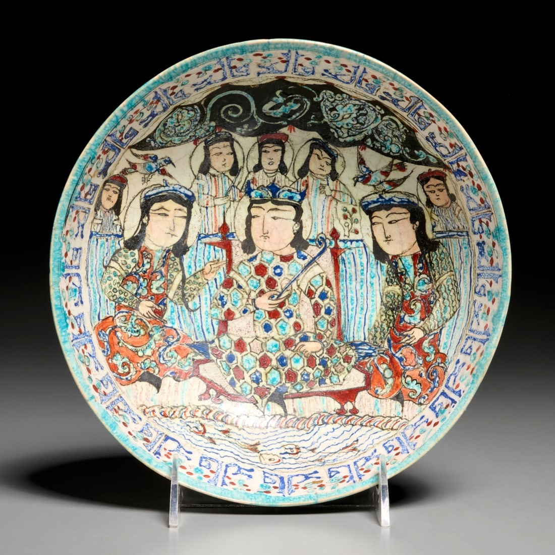 Mina'i ware glazed pottery bowl, ex museum (1 of 8)