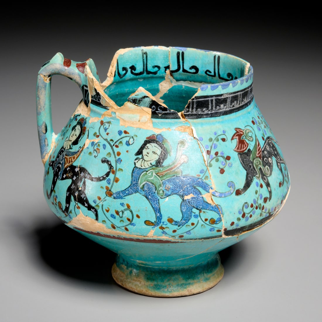 Mina'i turquoise glaze pottery jug, ex museum (1 of 7)