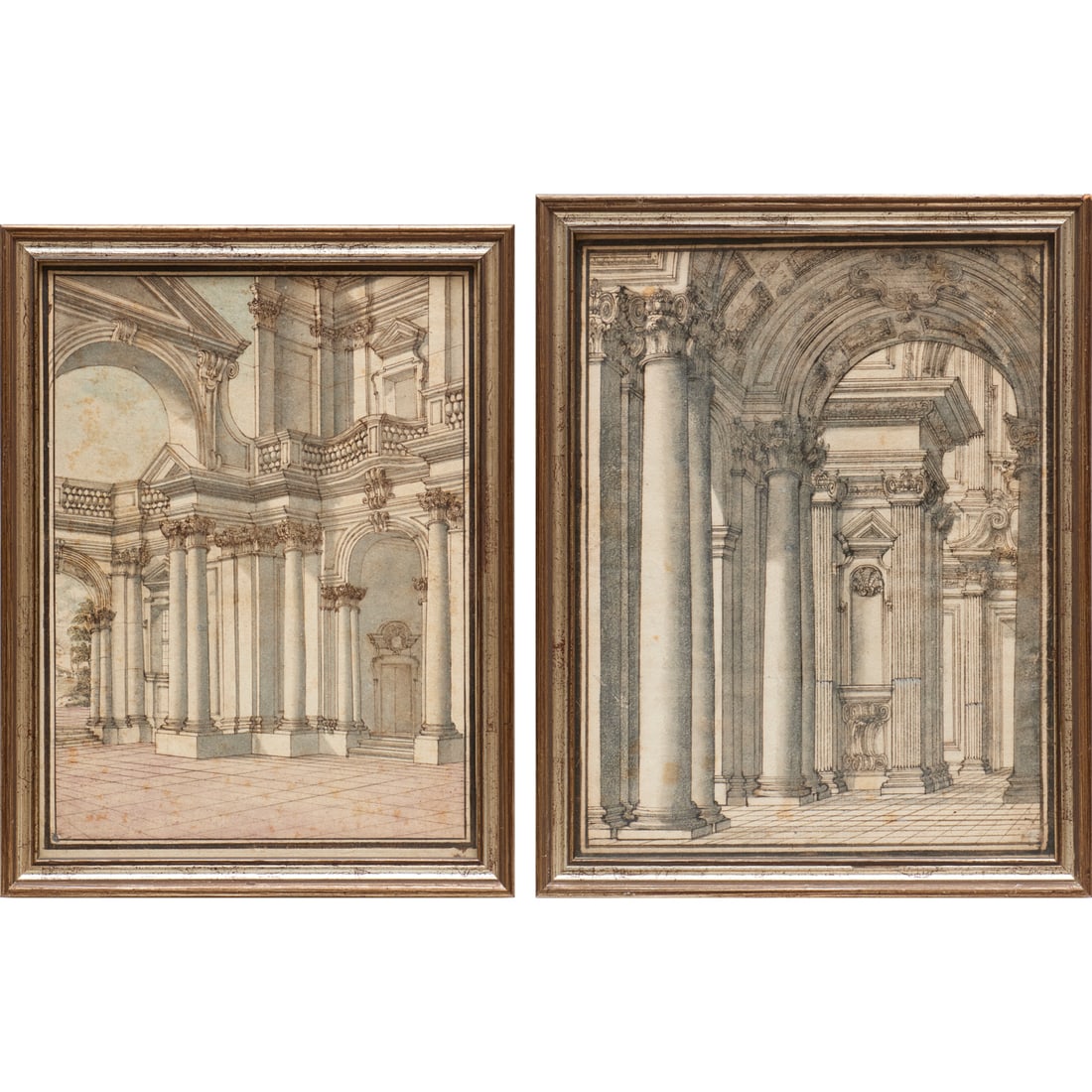 Antonio Galli Bibiena (attrib), (2) ink on paper (1 of 7)