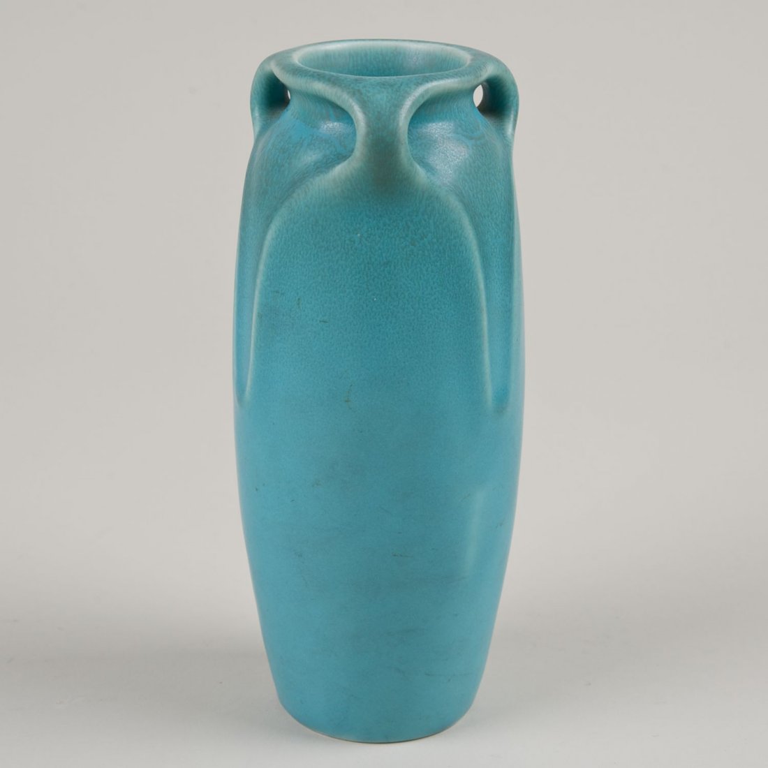 Rookwood pottery blue matte 3handle vase