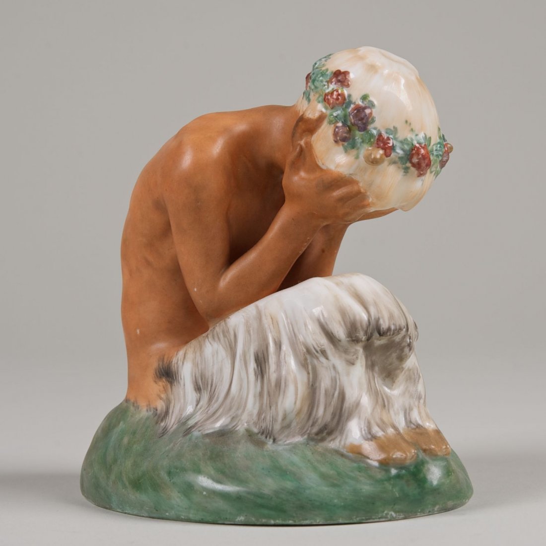 Gerhard Henning for Royal Copenhagen faun figure: Gerhard Henning for Royal Copenhagen faun figure: 20th c., 4.5"h x 4.5"l x 3.25"w