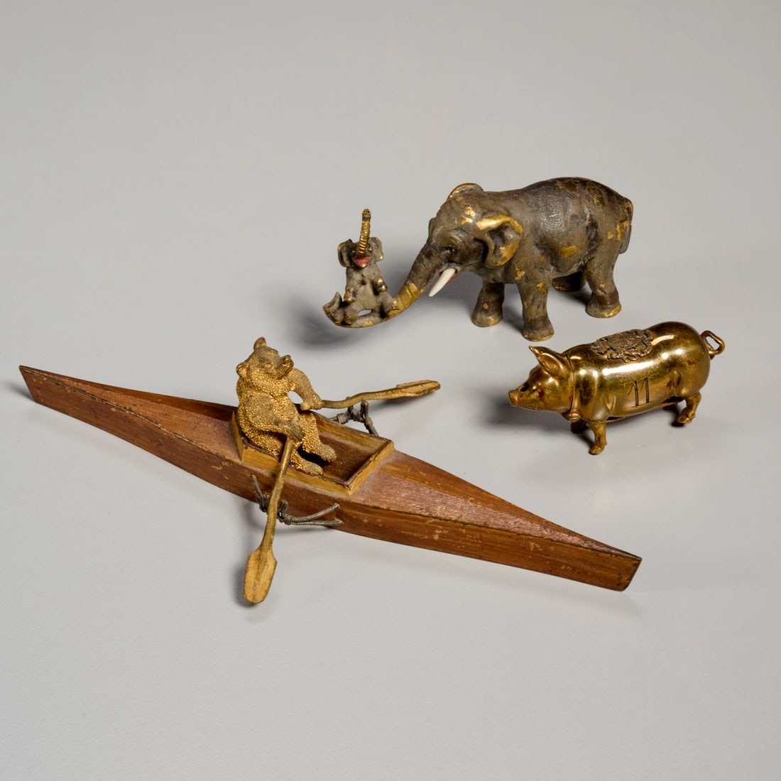 (3) Antique bronze and brass animal miniatures (1 of 5)