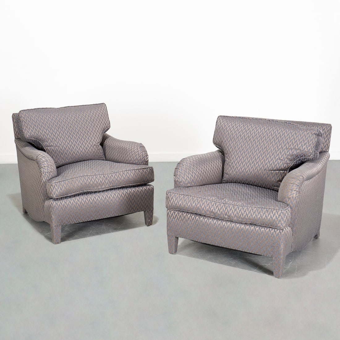 Pair Donghia style upholstered club chairs (1 of 6)