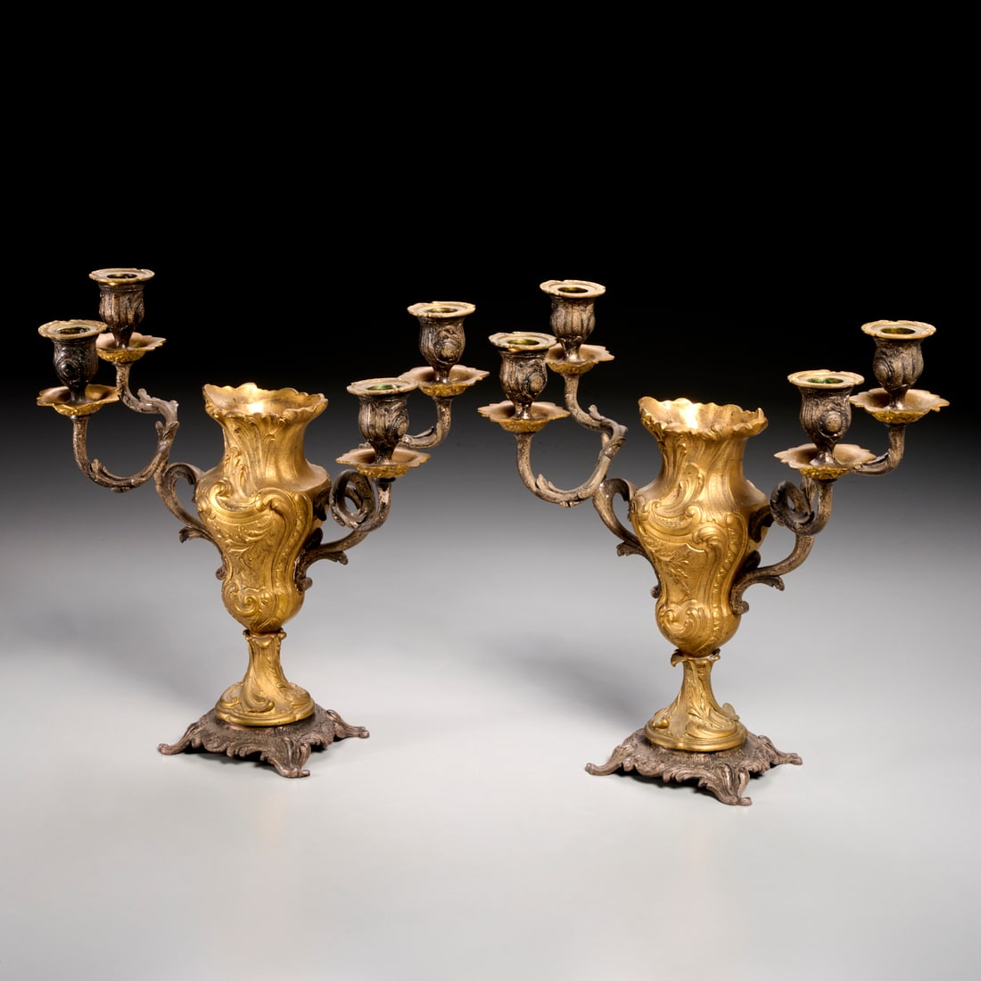 Louis XV style gilt & silvered bronze candelabra (1 of 8)