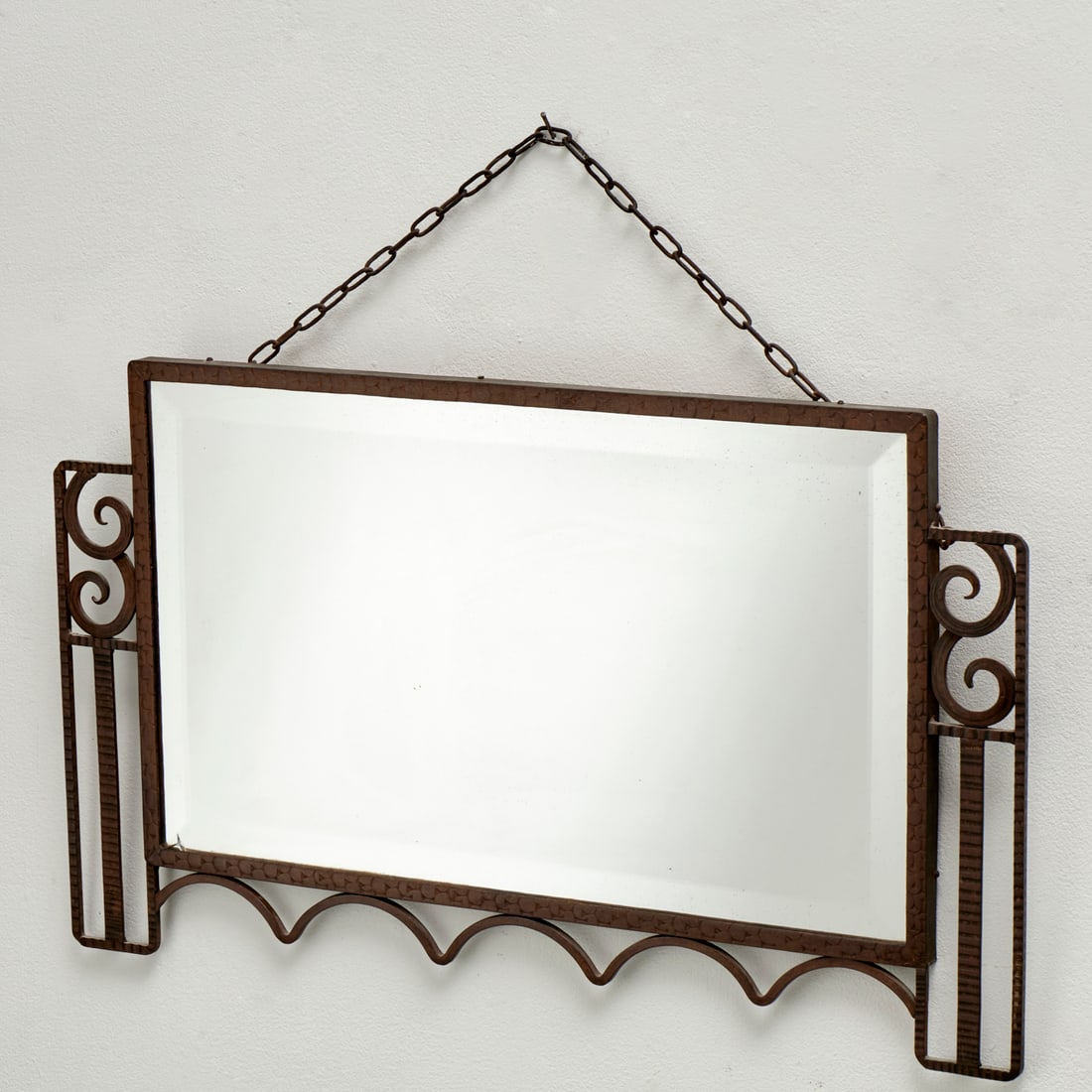 Edgar Brandt (style), patinated metal wall mirror (1 of 5)