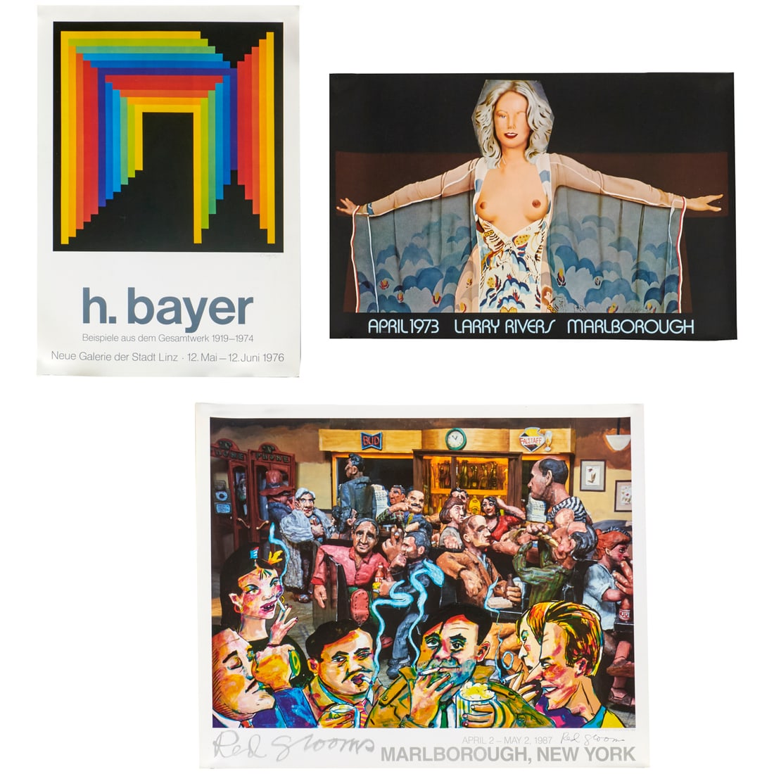 (3) Artist exhibition posters, signed, incl Grooms (1 of 10)