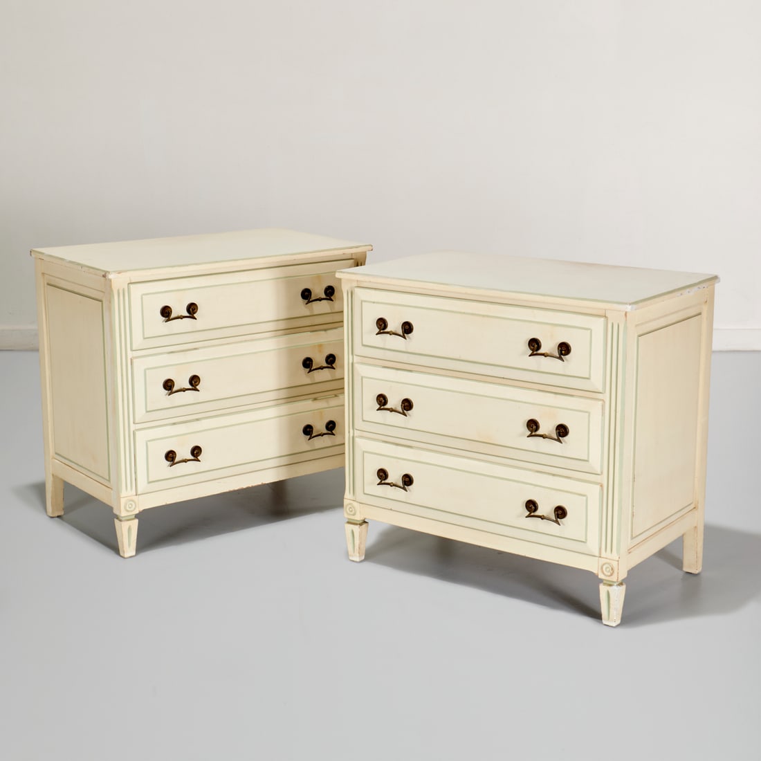 Pair Louis XVI style painted commodes (1 of 6)