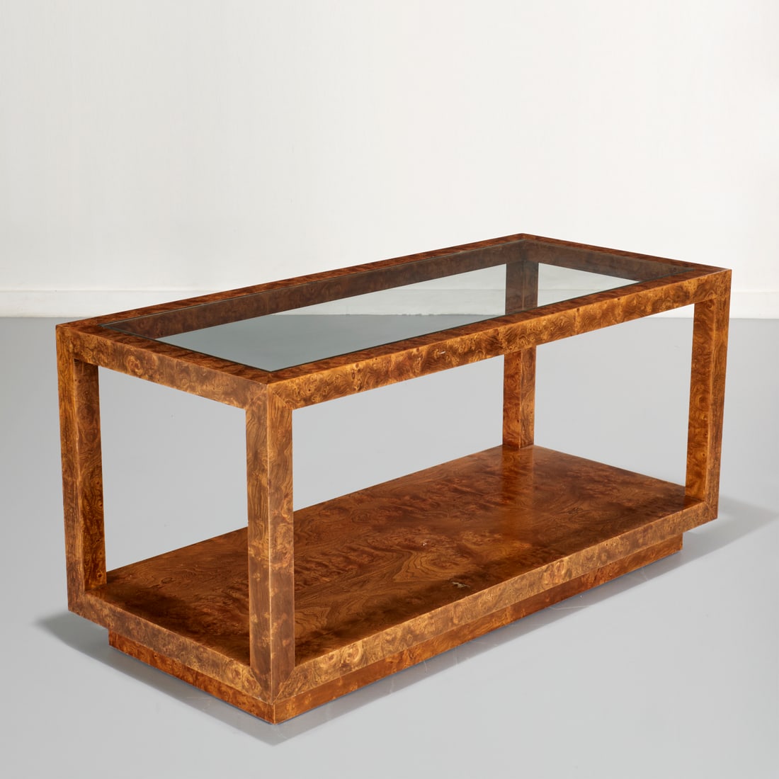 Milo Baughman (style) burlwood coffee table (1 of 5)