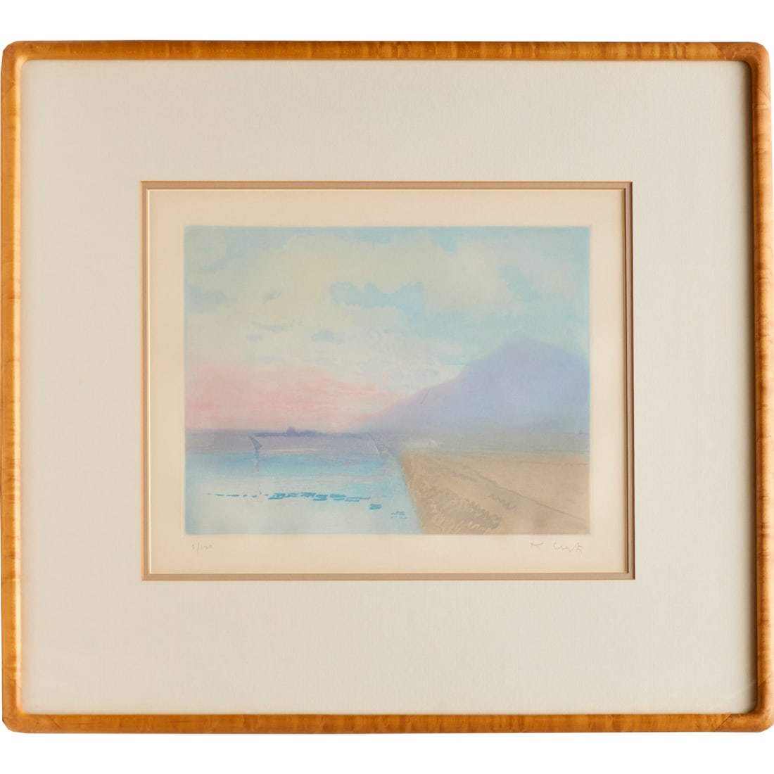 Kaiko Moti, aquatint etching: Kaiko Moti, aquatint etching, Kaiko Moti (Franco-Indian, 1921-1989), Landscape (Homage to Turner), pencil signed and numbered 5/120 lower margin, 13.75"h x 17.75"w (sight), 24.75"h x 27.5"w (frame) Pr