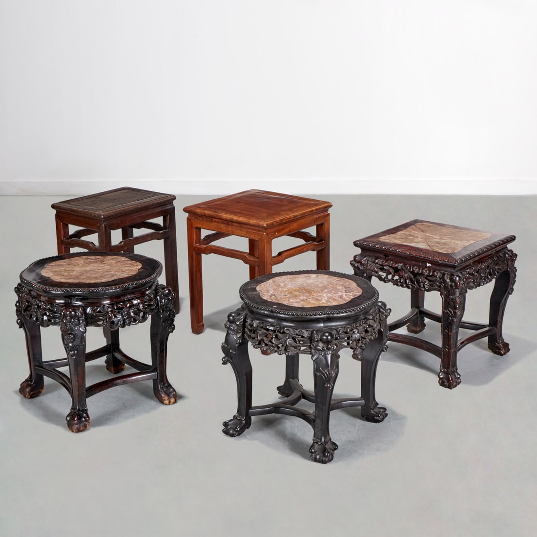 (5) Chinese Export hardwood stands (1 of 7)