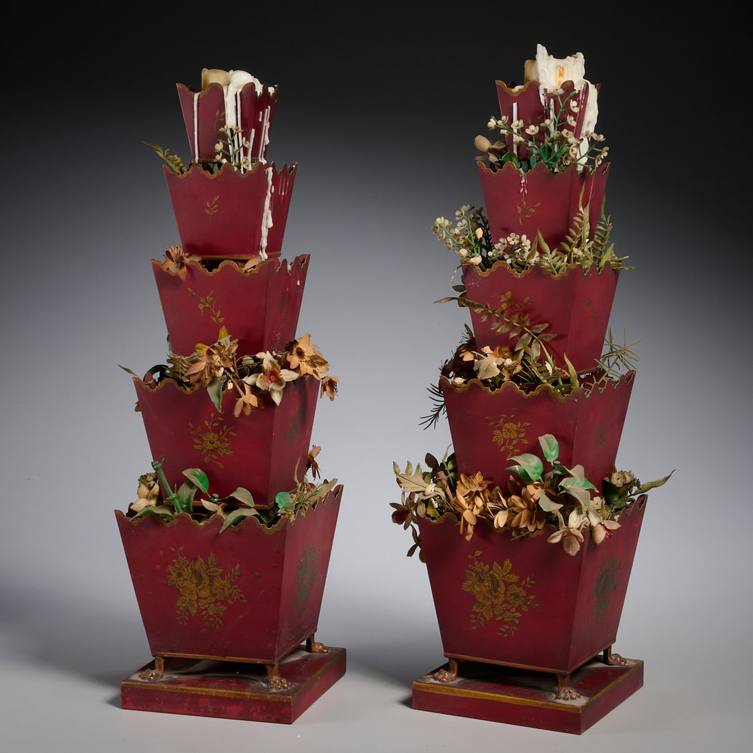 Pair French tole stacked jardinieres (1 of 6)