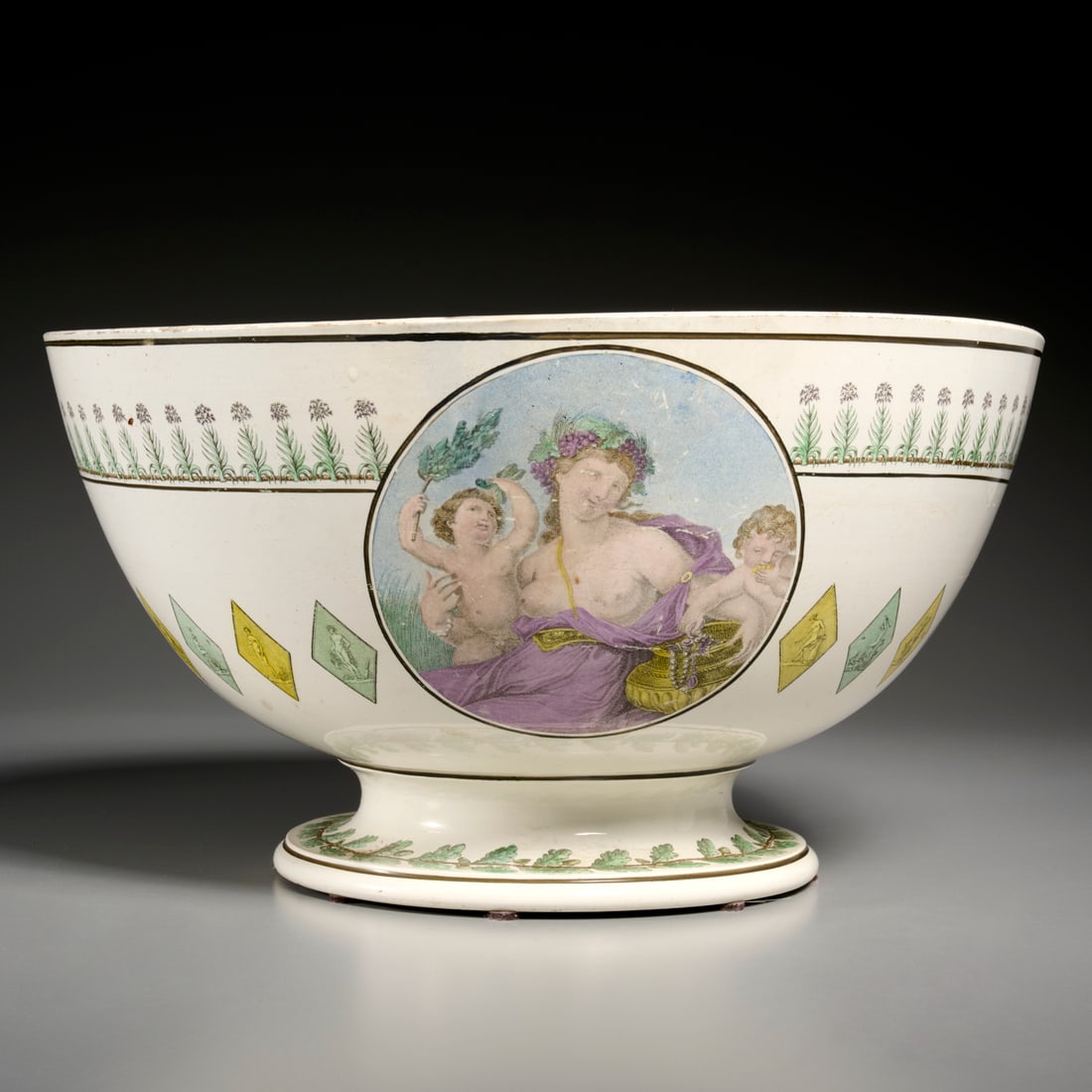 French Creil faience pedestal bowl (1 of 9)