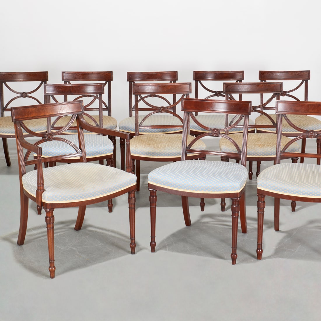Set (11) Regency style upholstered chairs (1 of 8)