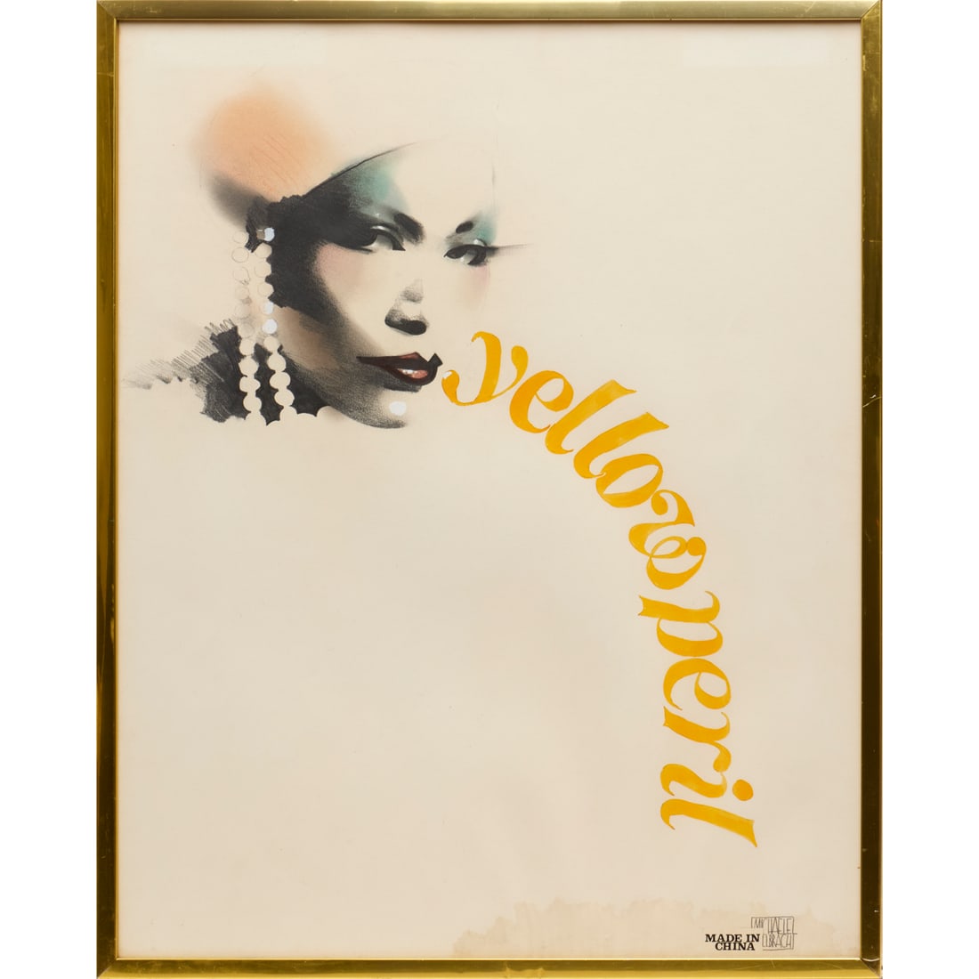 Michaele Vollbracht, mixed media drawing on paper: Michaele Vollbracht, mixed media drawing on paper, Michaele Vollbracht (American, 1947-2018), "Yellow Peril", signed lower right, 28.5"h x 22.5"w (sight), 30"h x 24"w (frame) Provenance: A Private Col