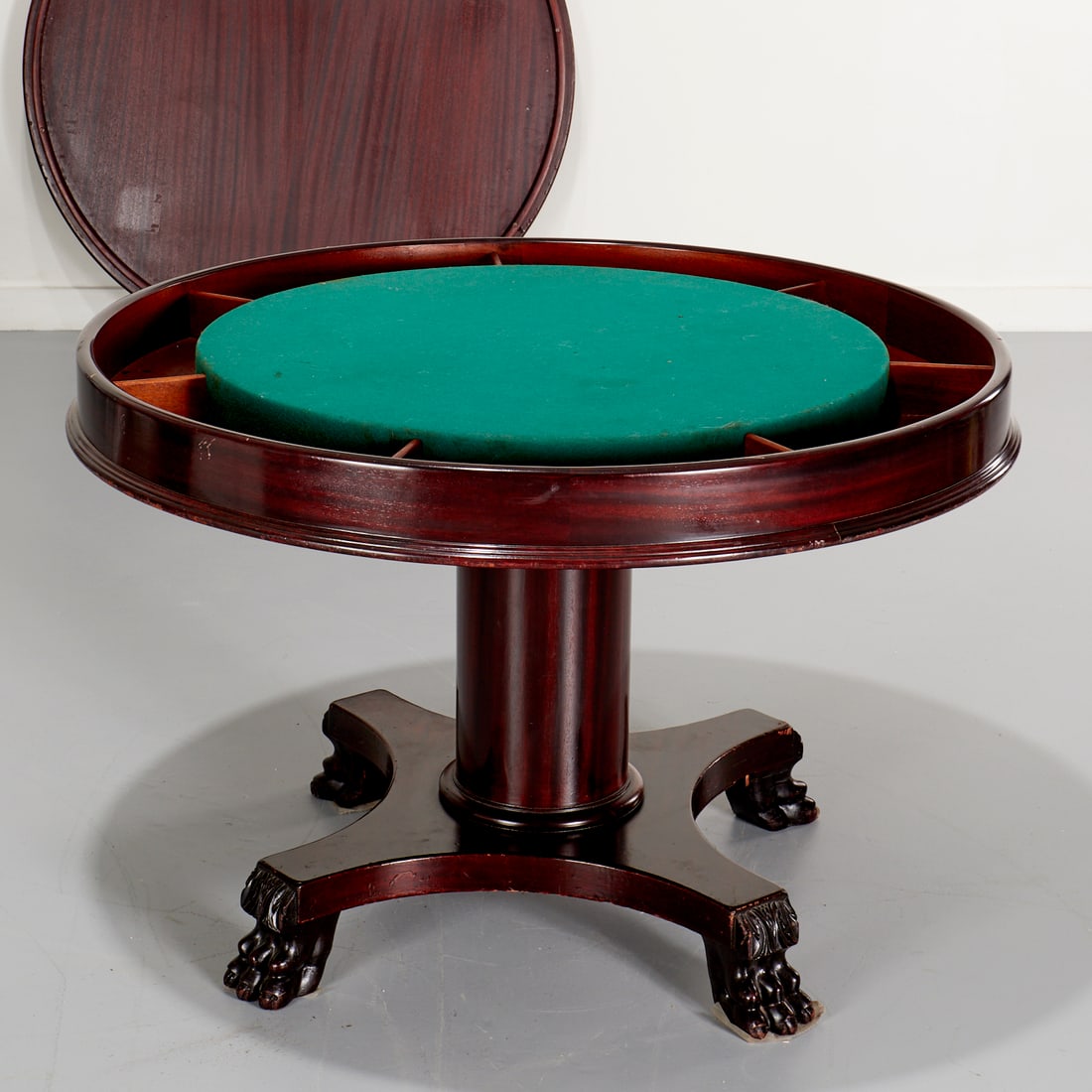 Empire style mahogany convertible gaming table (1 of 7)