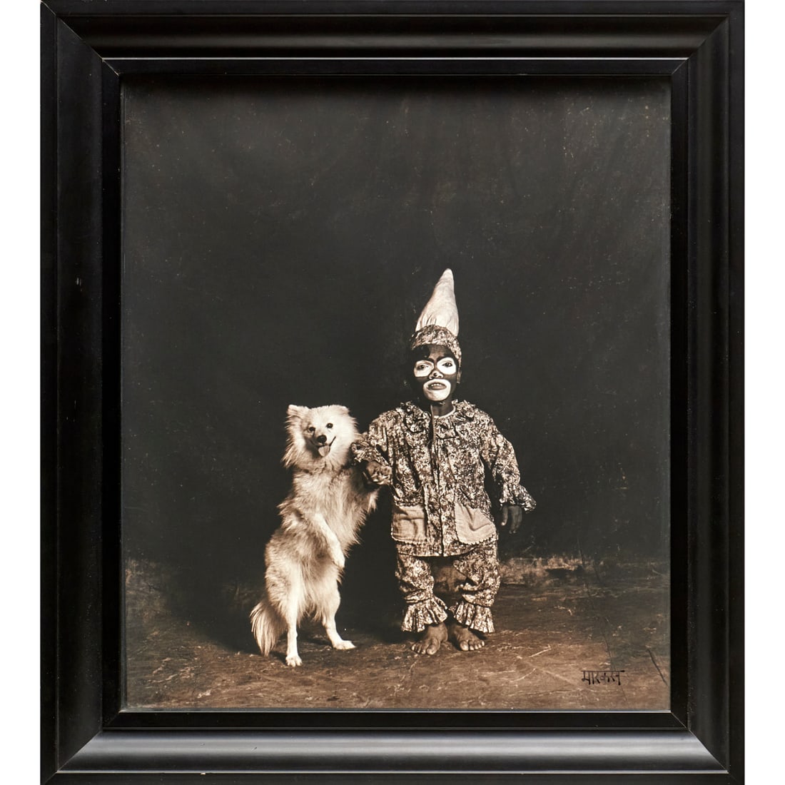 Marcus Leatherdale, toned silver gelatin print: Marcus Leatherdale, toned silver gelatin print, Marcus Leatherdale (American, 1952-2022), "Johnson and Snowball, Rayman Circus", 1993, printed 1996, signed in Hindi lower right, pencil signed, titled