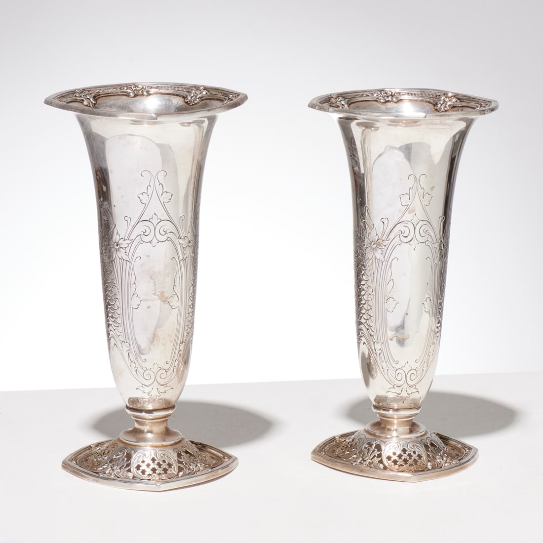 Pair Redlich sterling silver vases (1 of 5)